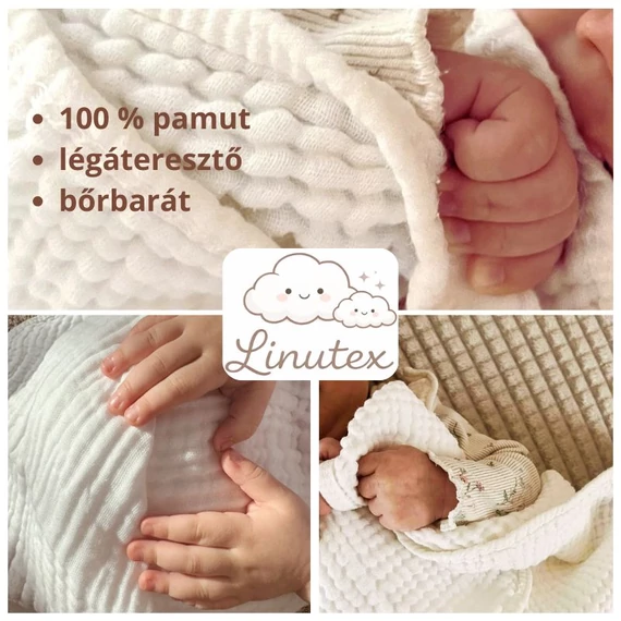 Pamut pextilpelenka fehér 27x50 cm